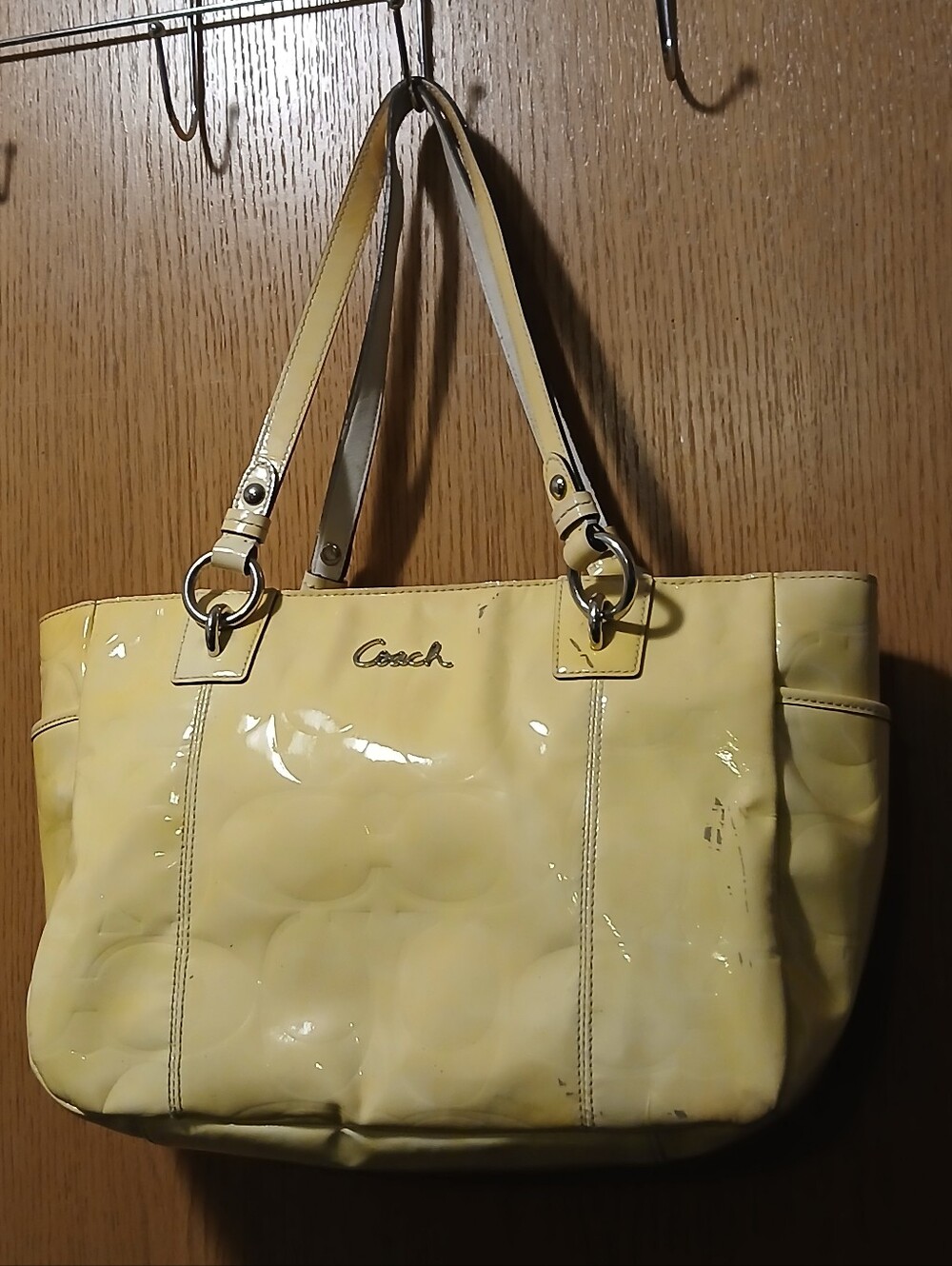 COACH Yellow Patent Leather East West Gallery Tote F17728